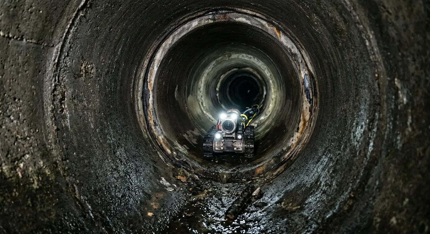 Robotic sewer camera inspecting pipe interior for Sewer Line Repair in Yukon